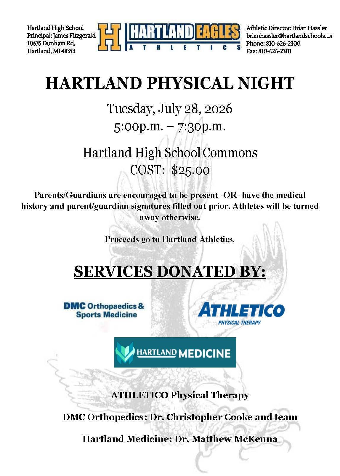 Athletic Physical Information 25-26